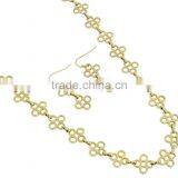Lead Safe Metal Goldtone Zinc Alloy Ring Linked Necklace Earring Set