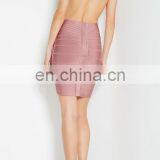 Amigo 2017 Latst Pink Sleeveless Backless Cut Out Sexy Bandage Dress Midi Evening Dresses for Girls Party Wear thumbnail-3