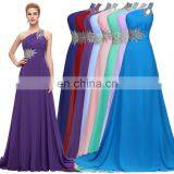 Grace Karin Fashion Beaded One Shoulder Dark Red Chiffon Prom Dress Long CL2949-7 thumbnail-5