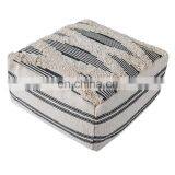 Home Decorative Products Pieces Whited Tufted Woven Square Ottoman Cover Moroccan Ottoman Pouf Big Size thumbnail-3