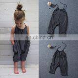 Baby Summer Backless Solid Rompers Kids Toddler Girls Sleeveless Jumpsuits Playsuit Harem Trouser for 0-7T thumbnail-3