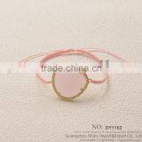Rose Gold Acrylic Stone Diamond Woven Friendship Bracelet for 2015 New Product Hot Sale thumbnail-4