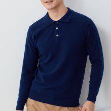 Polo Collar Long Sleeve 100% Wool Jumpers Knitted Cashmere Sweaters for Mens