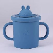 BPA Free Baby Silicone Sippy Cups Animal Shape Kids Toddler Training Drinking Silicon Straw Cup With Lid thumbnail-4