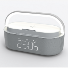 Best Seller Wireless Charger Charging With Bluetooth Speaker & Night Light Alarm Clock With Phone Holder thumbnail-2