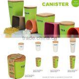 Colorful Bamboo Fibre Kitchenware,bambooware Square Canister