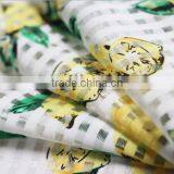 Figure Pineapple Flower Printed Organza Plaid 0.5CM