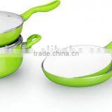 Green Color Painting Non-stick & Ceramic Coated Cookware Set Pots and Pans thumbnail-3