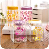 2015 COLOR RANDOM square plastic bottles with lid storage container plastic jar can mason jar packing food/candy/nut/spices