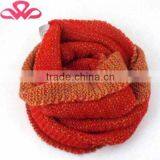 WL-14 100%Acrylic Red and Orange Double Color Xmas Knitted Winter Infinity Scarf thumbnail-1