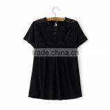 Women Clothing Short Sleeve Round Collar Casual Lace Blouse for Women thumbnail-3
