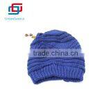 Hot Sale Blue Color Acrylic Winter Knitted Hat