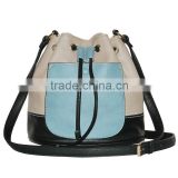 PU Contrast Color Shoulder Draw String Designer Leather Bag
