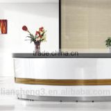 Beauty white color curve shape office counter reception desk