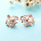 Pearl Jewelry Rose Gold Plated Wholesale Sterling Silver CZ Stud Earrings thumbnail-3