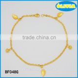 Olivia Jewelry Personalized Stainless Steel Gold Chain Bracelet With Leaves Charm