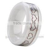 Fashionable Men and Women White Ceramic Wedding Band Ring, Sweet Words Ceramic Ring thumbnail-1