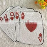 custom sequin Playing card applique patches
