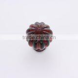 1 7/9 Inch Honey Amber Pumpkin Shape Brass Base Glass Pull Knobs thumbnail-2