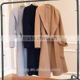 Hand Sewn Women's Wool Long Coat 100% Wool Shawl Collar With Belt thumbnail-1