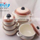 6 Pcs High Casserole Straight Shape W/Hollow Handle & Metal Cover Decor thumbnail-5