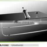 BJ1202 Tempered Glass Stainless Steel Modern Coffee Table thumbnail-1
