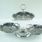 Stainless Steel Stock Ceramic Three Layer Silver Cake Stand Holder Fruit Plate thumbnail-2