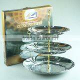 Stainless Steel Three Layer Metal Fruits Plate Leaf Decoration and Clourful thumbnail-5