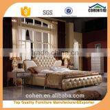 Foshan King Size Genuine Leather Hotel Set / Bedroom Furniture Bed thumbnail-1