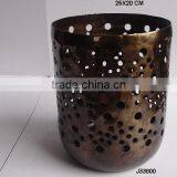 Aluminium Votive With Hand Cut Round Patterns in Antique Brass Finish Can be Made in Other Finish thumbnail-1