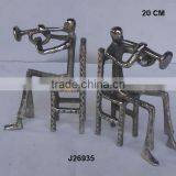 Rough Nickel Finished Musician on Chair Style Book End Made in Cast Aluminium thumbnail-1