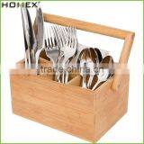 High Quality Bamboo Kitchen Cutlery Caddy for Restaurant/Homex_Factory thumbnail-2