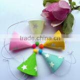 Custom Low Price Fabric Hair Band Wool Felt Hair Elastic Girl Baby Headband With Pompon Pointed the Conic Hat Birthday Men Women thumbnail-1