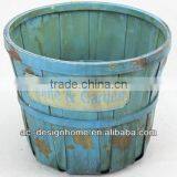 BLUE WASH ROUND HOME & GARDEN BAMBOO CHIP BASKET thumbnail-1