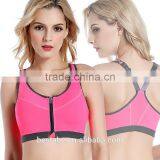 Women's Hight Support Workout Active Plunge Front Fastening Zipper Sports Bra thumbnail-3