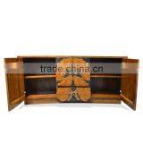 Buffet Leaf Carved Natural Color Teak Wood Furniture thumbnail-3