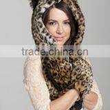 Wholesale Europe and USA Winter Female Faux Rabbit Fur Animal Hat Togther With Scarf thumbnail-4