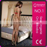 High Quality Transparent Black Lace Hot Sexy Designer Bra and Panty Set thumbnail-1