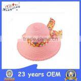 Pink Promotional Plain Panama Straw Hat With Ribbon thumbnail-1
