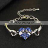 Pink Rhinstone Love Heart Bracelet Personal Design Love Bracelet Simple Design Chain Bracelet for Daughter thumbnail-2