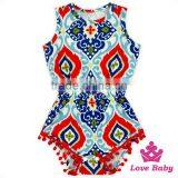 2LLY-090 Lovebaby Punjabi Suits Online Printed Pattern Sleeveless Pom Pom Romper thumbnail-2