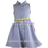 Summer Shirt Neckline Stripe Kids Dress With Belt thumbnail-1