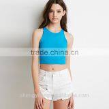 Womens Cheap Solid Color Streetwear Sports Crop Tops/sleeveless t Shirt thumbnail-3