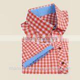 Wholesale Short Sleeve Contrast Color Check Cotton Men's Shirt thumbnail-3