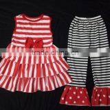 Best Selling 4th of July Girls Outfits Wholesale Children Boutique Dress Polka Dots Pants Girls Stripe Dress Outfits thumbnail-1