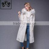 Lastest Design Winter White Coat Jacket Women Real Fur Lined Fur Parka With Fluffy Raccoon Hood and Embroidery thumbnail-6