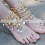 Matching Jewelry Layered Golden Chain Pendant Pearl Beads Tassel Bracelet thumbnail-5