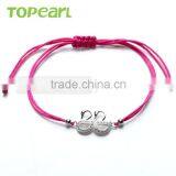 Topearl Jewelry Cubic Zirconia 925 Sterling Silver Beads Swan Couple Charm Hand-knitted Bracelet 9SB08 thumbnail-1