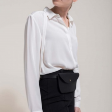 Ladies' 100%silk Long Sleeve Big Collar Blouse thumbnail-3