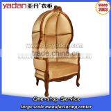 Classic Style Vintage French Egg Shaped Wooden Frame Chair With Lint Fabric Linen Quality Choice thumbnail-5